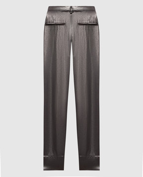 Brunello Cucinelli Серебряные брюки из шелка MB913P1713