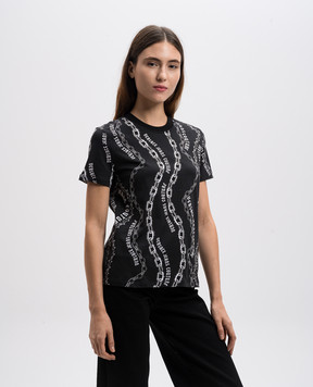 Versace Jeans Couture Черная футболка в принт Chain Couture 77HAH613JS365