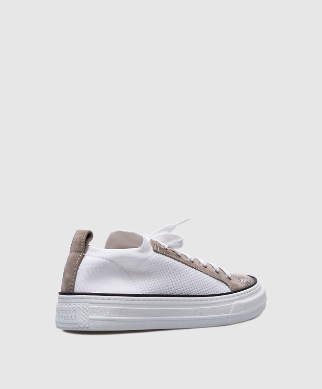Brunello Cucinelli Білі комбіновані кеди з ланцюжком моніль MZ49G2650 зображення 3
