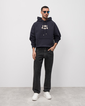 Ami Paris Синие худи с фактурным логотипом USW275747m