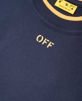 Off-White Дитяча синя футболка з принтом Off OBAA012S25JER001