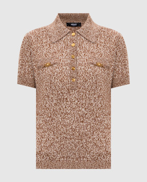 Versace Бежевое поло Mouliné из шерсти, кашемира и шелка 10203801A15451