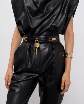 Balmain Чорний шкіряний пояс FN1WJ197LSLX