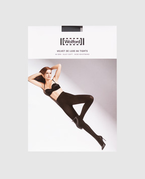 Wolford Чорні колготи Velvet De Luxe 66 Den 14775