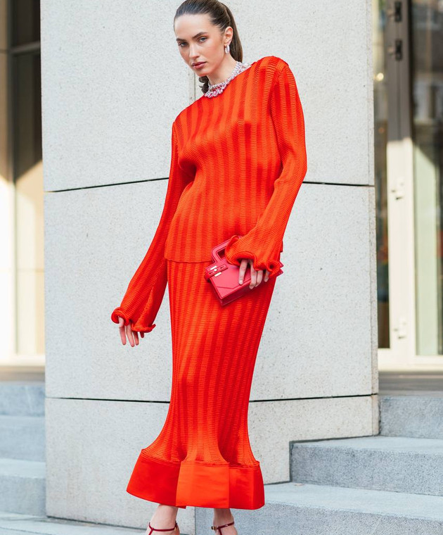 Balmain Красная кожаная сумка B-Buzz с монограммой логотипа EN1KJ931LAVE изображение 5