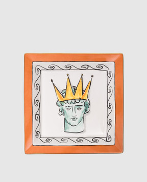 Ginori 1735 Белая фарфоровая квадратная тарелка Journey of Neptune с украшением Rock Orange 017RG02FG6836LX0245