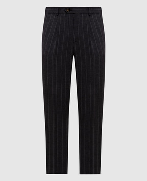 Brunello Cucinelli Серые брюки из шерсти в полоску MD585E1450