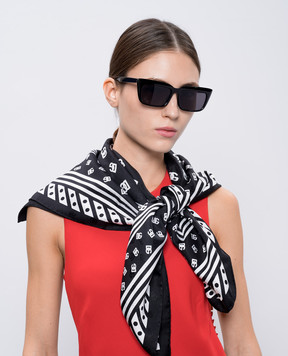 Dolce&Gabbana Черный платок из шелка в логотип шаблон монограммы. FN090RGDCQN