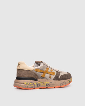 Premiata Коричневые комбинированные кроссовки MICK с логотипом MICK7866