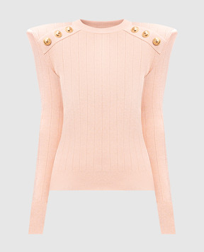 Balmain Рожевий джемпер з акцентними плечима EF1KD001KB07