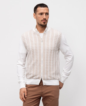 Stefano Ricci Белый кардиган с шелком с узором. K818101R30F25282