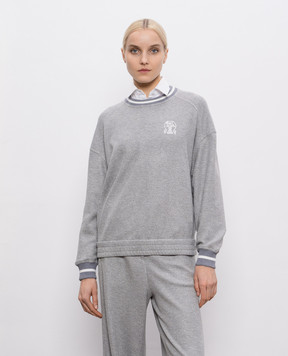 Brunello Cucinelli Сірий світшот з люрексом MP930SN900