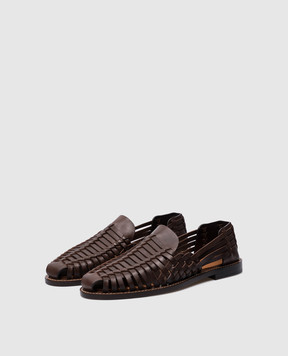 Brunello Cucinelli Коричневые кожаные туфли с плетением MZUELBM313