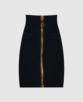 Balmain Чорна спідниця з вовни з високою посадкою FF0LBB11WC09