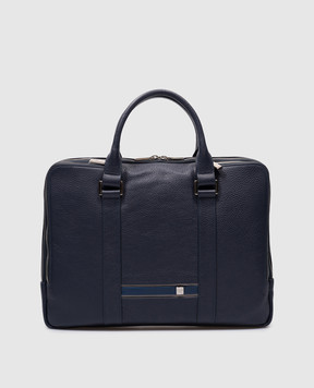 GIUDI Синяя кожаная деловая сумка с логотипом 11718AECOL