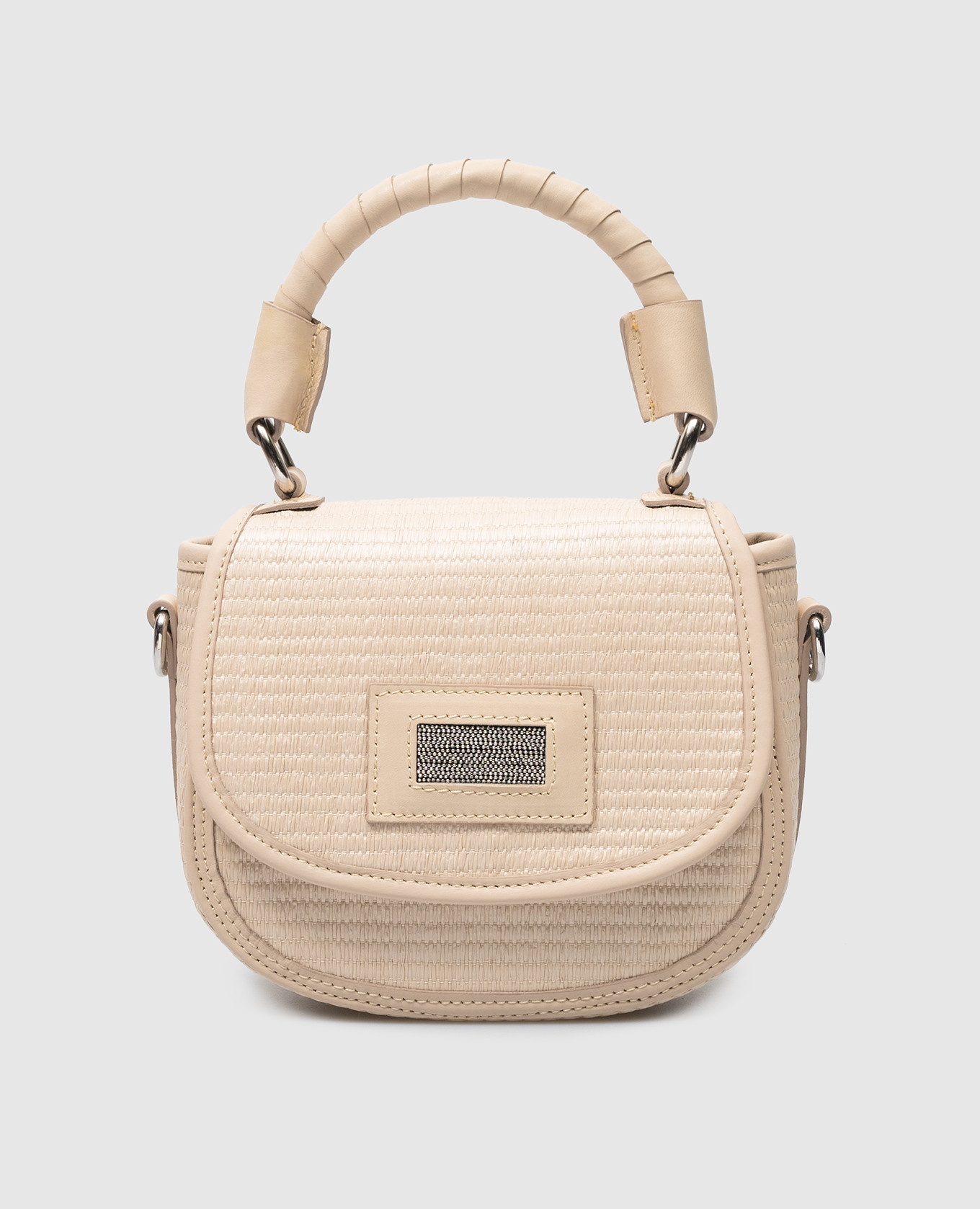 Beige combination bag with monil chain