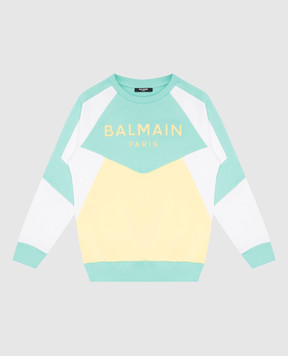 Balmain Дитячий зелений світшот з фактурним логотипом BW4Q10Z00811214