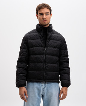 Versace Черная пуховая куртка Barocco с вышивкой логотипа 10135371A09785