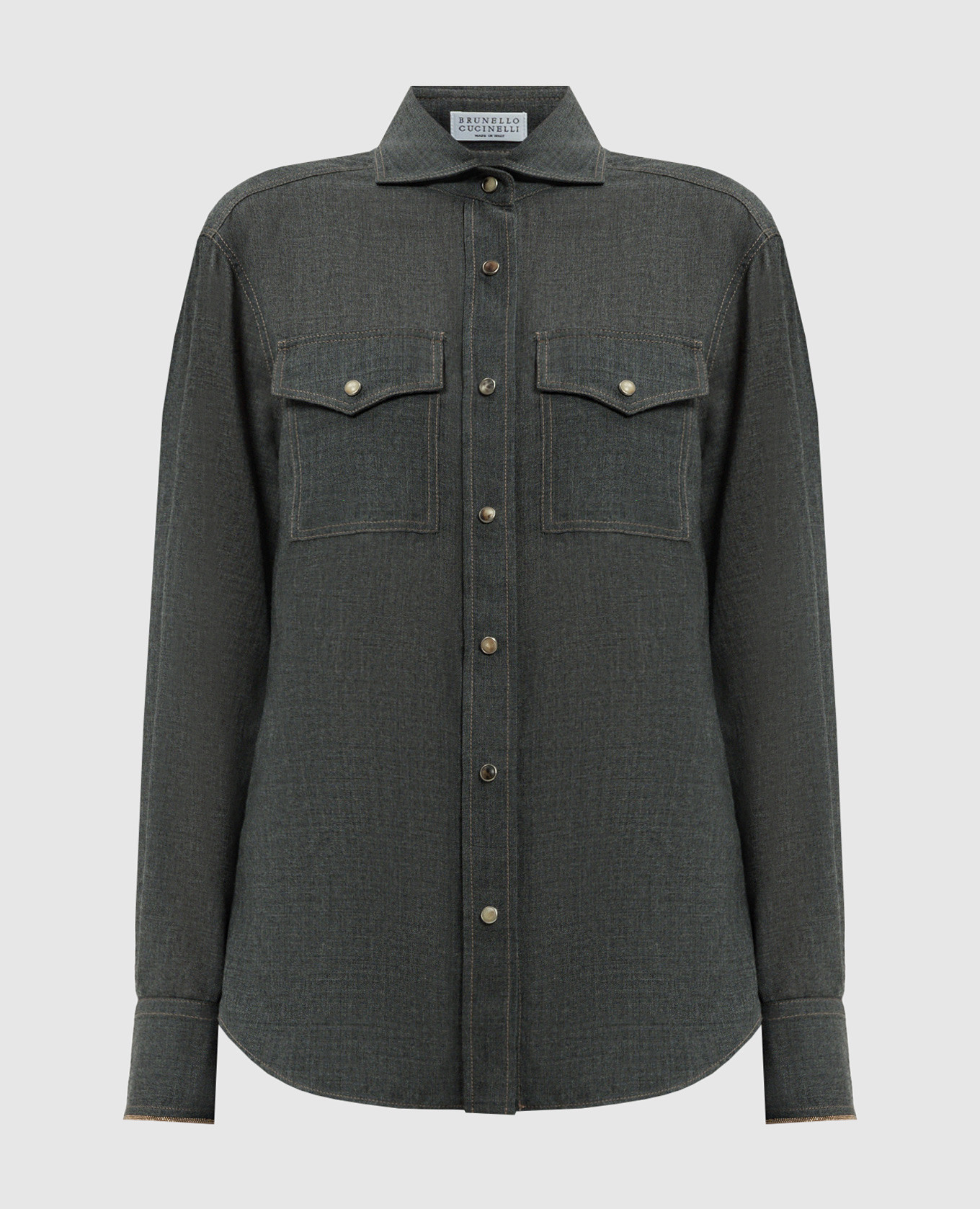 

Серая рубашка из шерсти с цепочкой мониль, Серый, Блузы