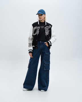 Off-White Синие джинсы карго с вышивкой логотипа OWYB019F24DEN001