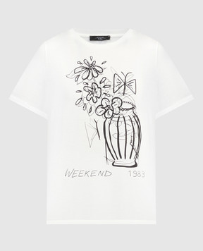 Max Mara Weekend Біла футболка з принтом Nervi NERVI