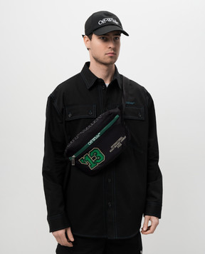 Off-White Чорна поясна сумка з логотипом OMNO037S25FAB002