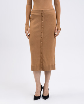 Victoria Beckham Коричнева спідниця з вовною 1325KSK006604A