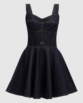 Dolce&Gabbana Синее джинсовое платье-бюстье с логотипом F6H3SDG8MQ7