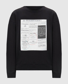 Maison Margiela MM6 Чорний світшот з брендовим принтом SH0GU0024M25012
