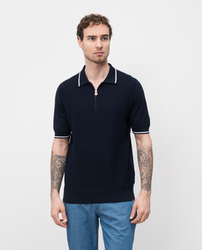 Kiton Синее поло в тканый узор UMK0713
