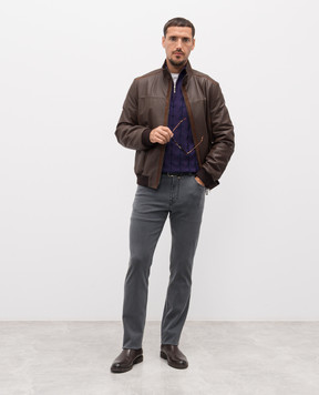 Stefano Ricci Фиолетовый джемпер с кашемиром и шелком в узор K808096L01F25374