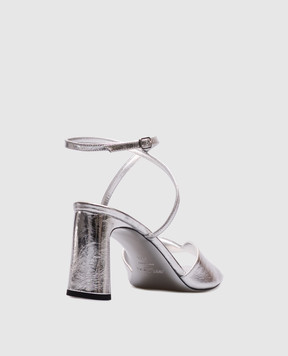 Jimmy Choo Сріблясті шкіряні босоніжки Karli KARLI75BYK