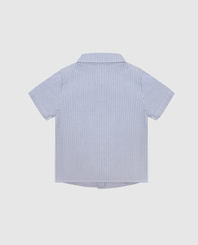 Balmain Детская синяя рубашка в полоску с логотипом BW5511P0487