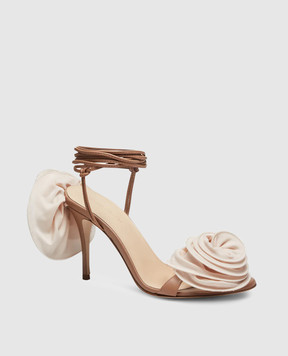 Magda Butrym Бежевые кожаные босоножки с аппликацией FLOWERSHOES528425