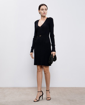 Twinset Чорна сукня міні в рубчик 242TP3041