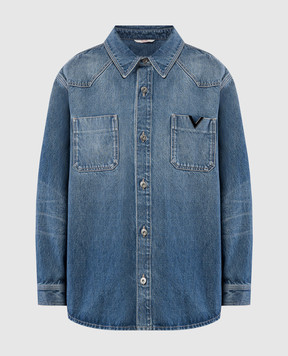 Valentino Синяя джинсовая рубашка с эмблемой V 5V3DB02XAA6