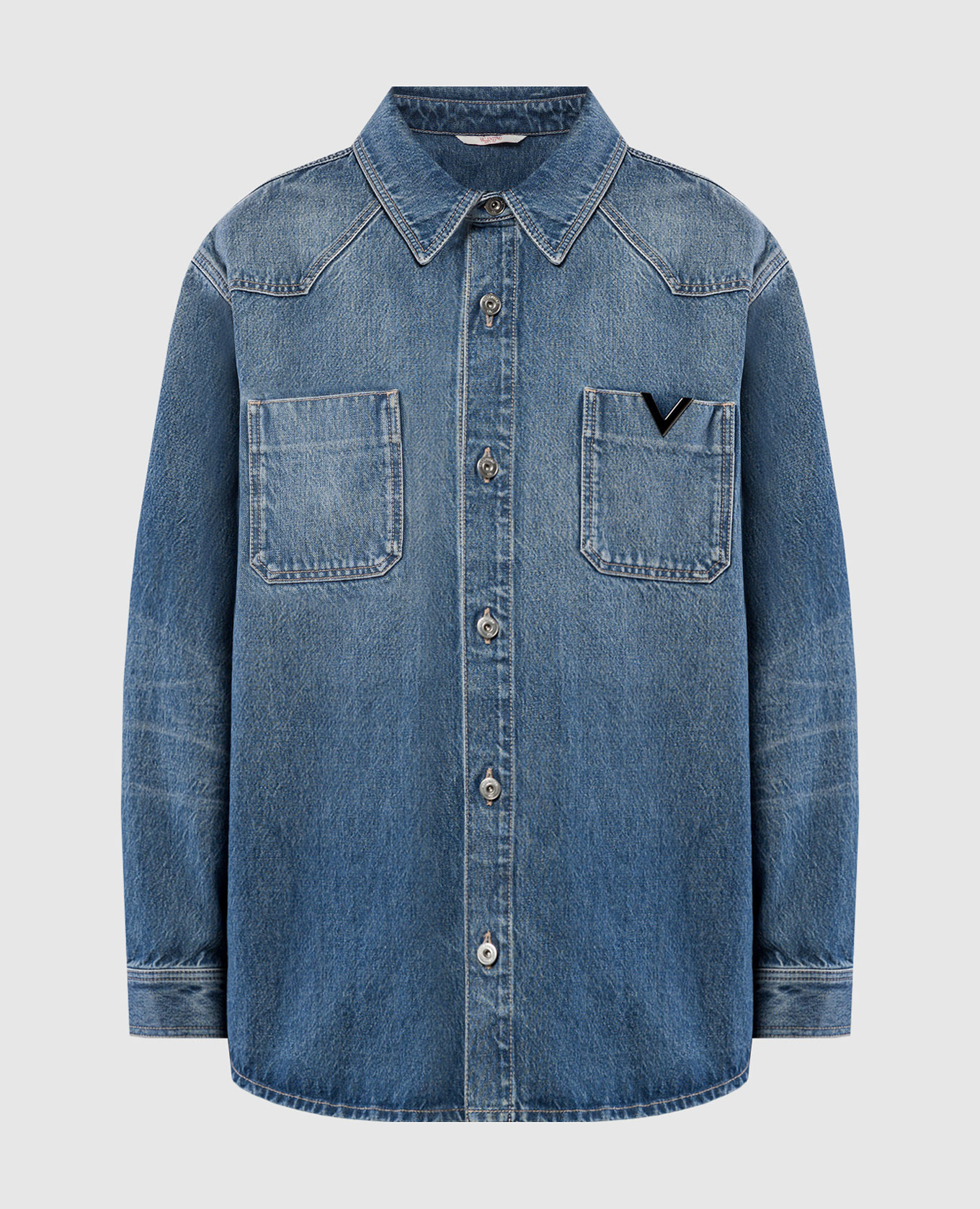 

Синяя джинсовая рубашка с эмблемой V, Синий, Рубашки