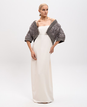 Brunello Cucinelli Біла сукня максі з шовком з ланцюжком моніль MA029A5334