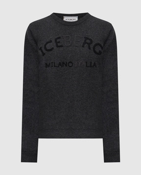 Iceberg Сірий светр з вовни з вишивкою логотипа A0057077