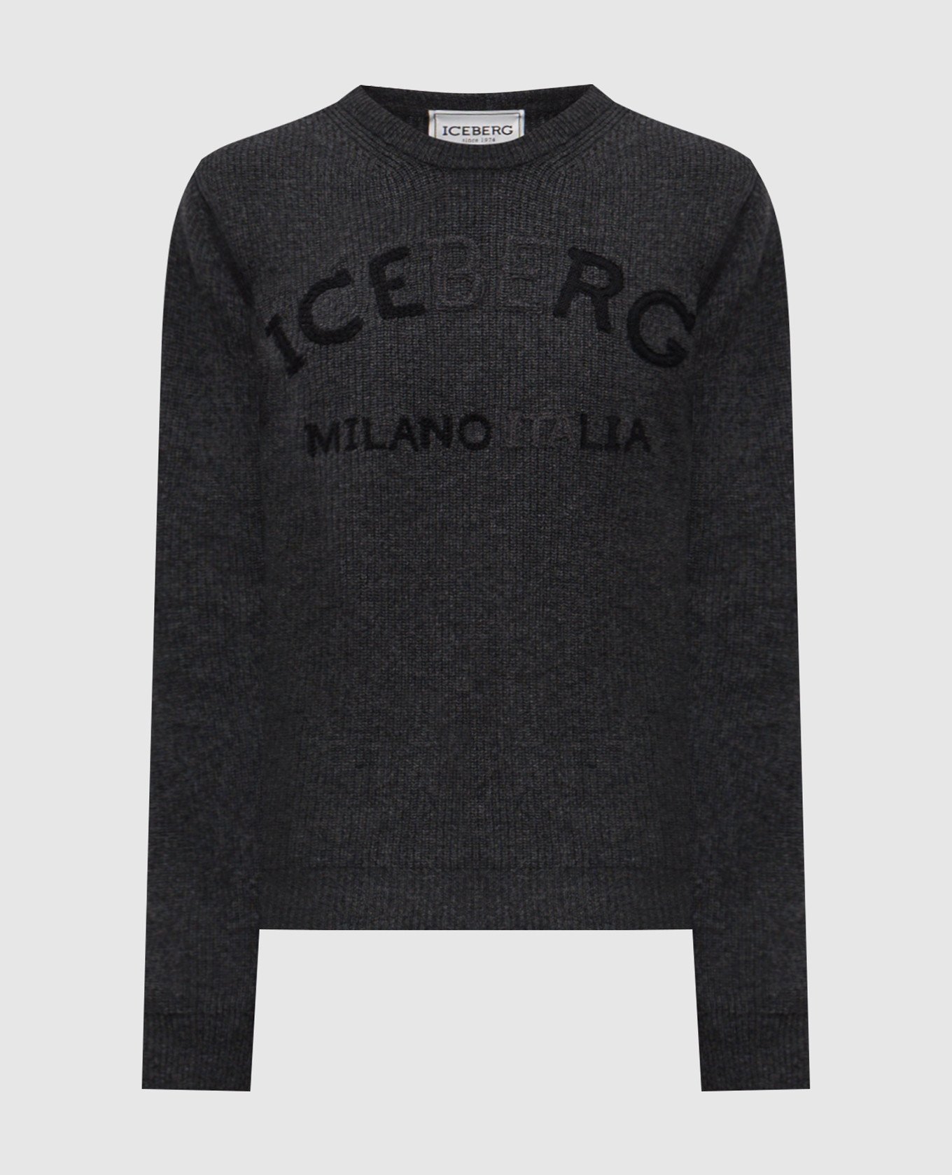 Серый свитер из шерсти с вышивкой логотипа