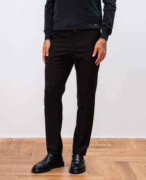 Kiton Коричневые брюки из шерсти и кашемира с вышивкой логотипа. UFPPEK0122E