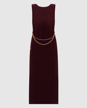 Twinset Бордова сукня міді з ланцюжком 252TP2300