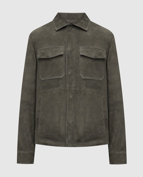 Cashmere&Whiskey Замшева куртка кольору хакі LEONARDO0025067