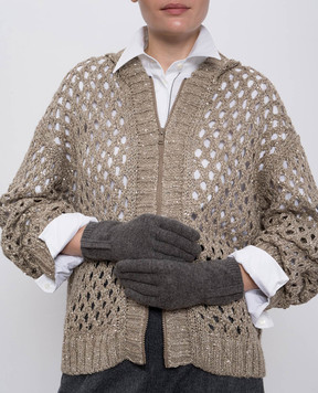 Brunello Cucinelli Сірі рукавички з кашеміру M12147189