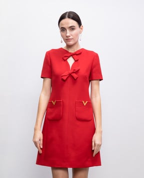 Valentino Красное платье мини из шерсти и шелка 6B3VAEV11CF