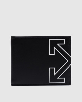 Off-White Чорне шкіряне портмоне з принтом логотипа Arrow OMNC094C99LEA001