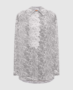 Ermanno Scervino Белая удлиненная блуза в цветочный принт с кружевом. D464K704YZV