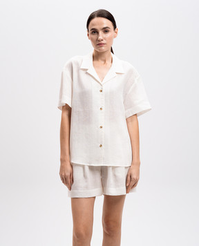 Asceno Белая рубашка Prague из льна T022F06C78
