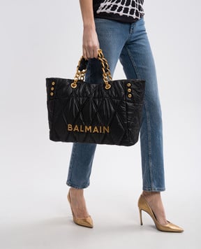 Balmain Черная сумка с металлическим логотипом. EN1FF827TNDT