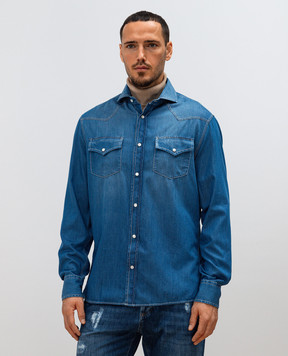 Brunello Cucinelli Синя джинсова сорочка MR6834008